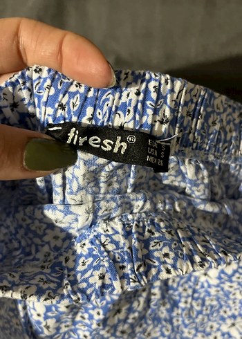 Mavi Bağlama Desenli Fırfırlı Mini Etek - Görsel 3