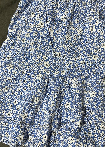 Mavi Bağlama Desenli Fırfırlı Mini Etek - Görsel 2