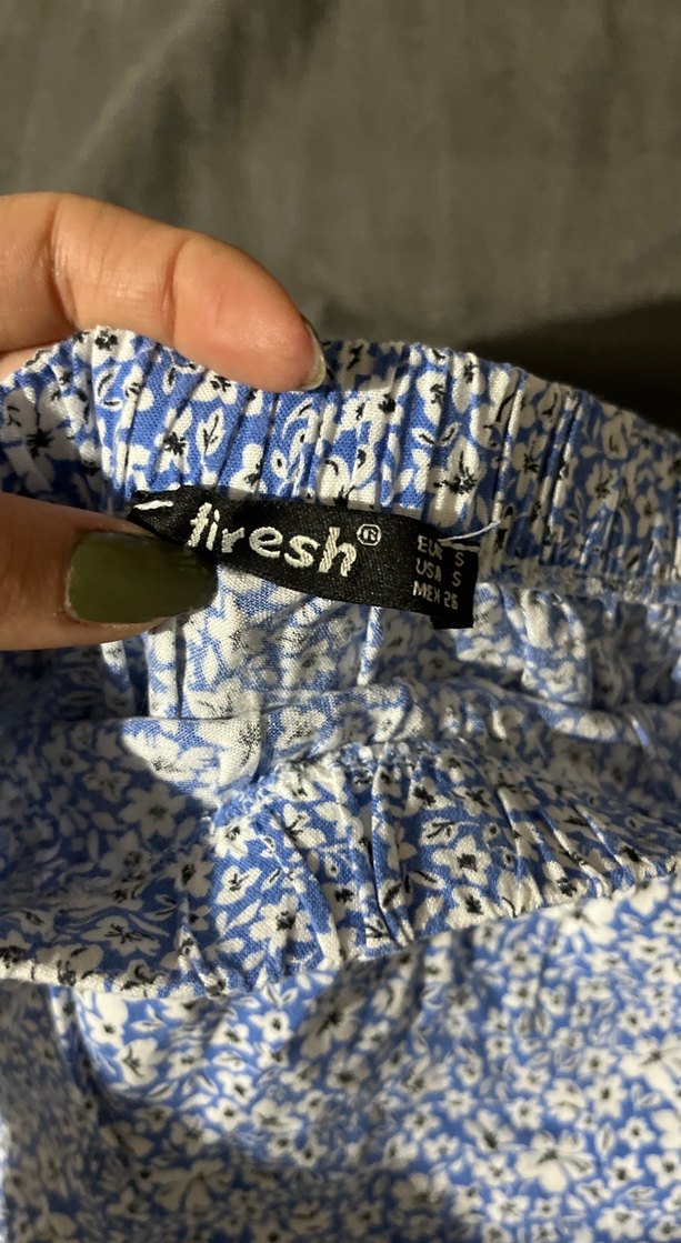 Mavi Bağlama Desenli Fırfırlı Mini Etek - Görsel 3