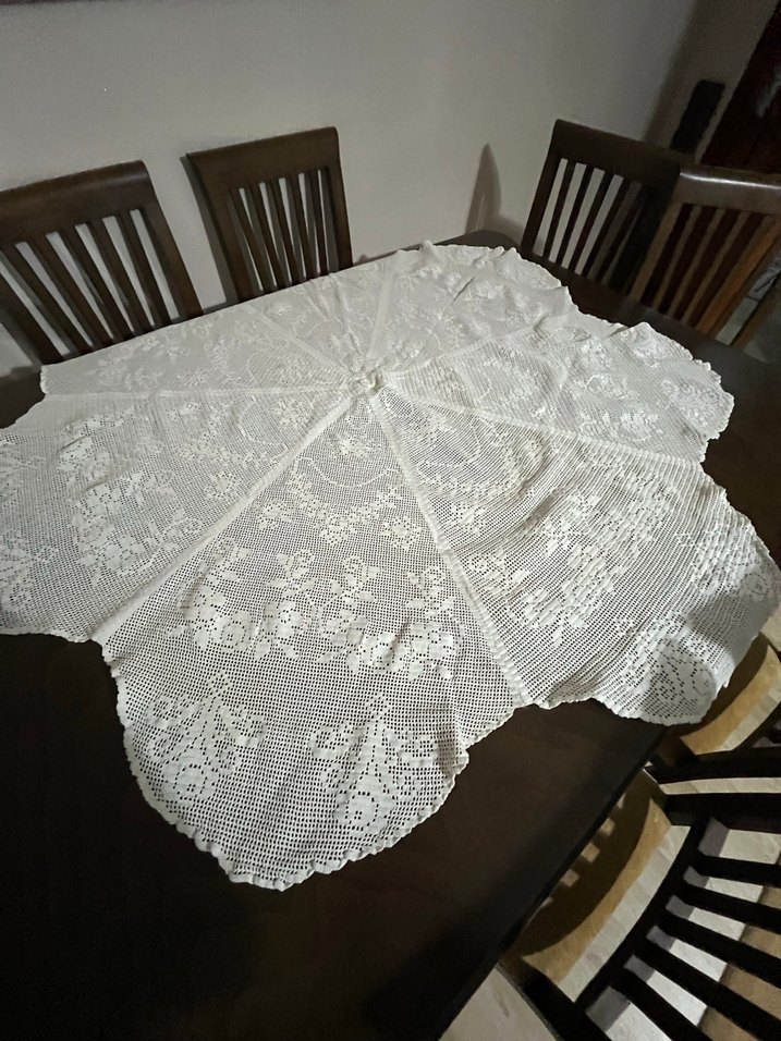 Beyaz İşlemeli Örgü Masa Örtüsü - Görsel 5