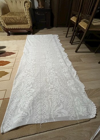 Beyaz İşlemeli Geleneksel Dantel Runner - Görsel 2