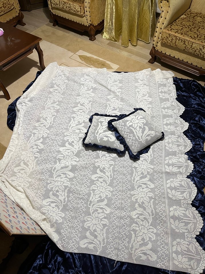 Beyaz İşlemeli Geleneksel Dantel Runner - Görsel 4