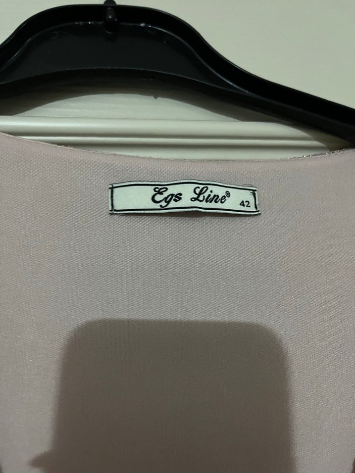 Bej Drapeli Kadın Uzun Abiye Elbise - Görsel 5