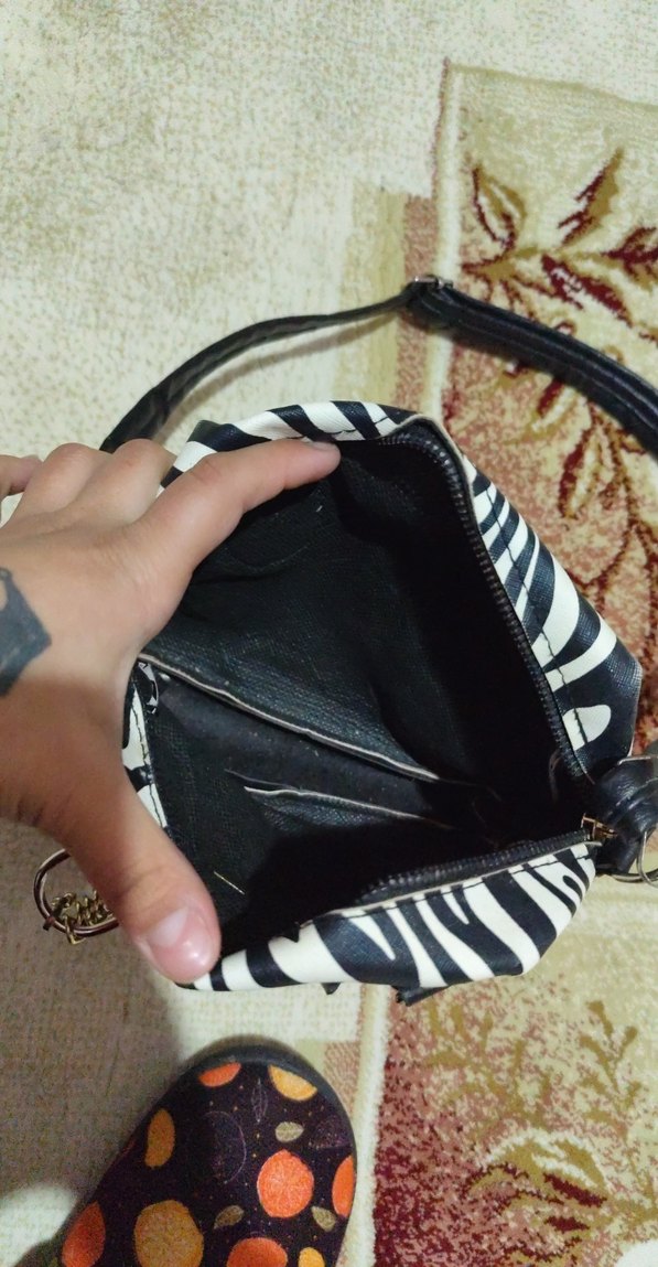 Zebra Desenli Siyah Kadın Omuz Çantası - Görsel 2