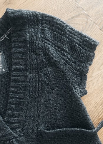 Bohem siyah, V Yaka triko Elbise - Görsel 4