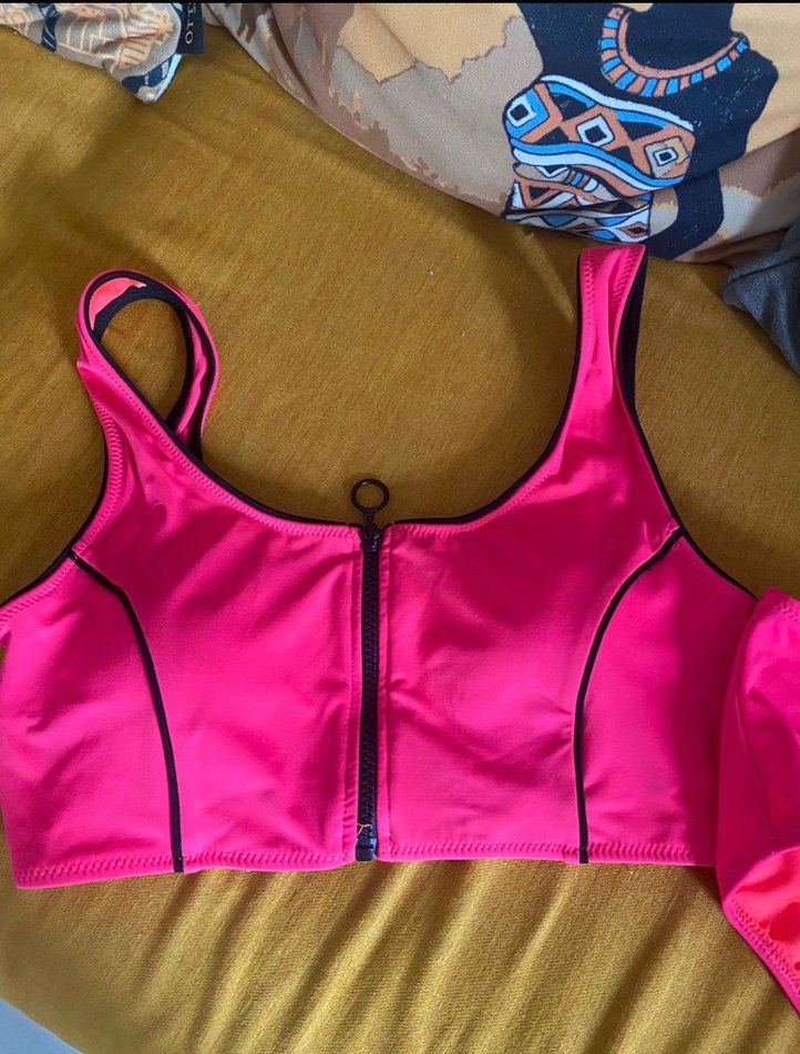 Fermuarlı Pembe Mini Bikini - Görsel 2