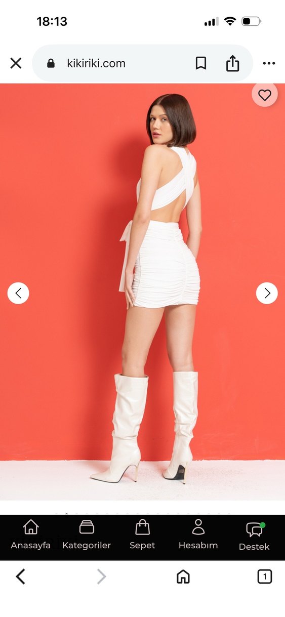 beyaz baglama detayli mini elbise - Görsel 4