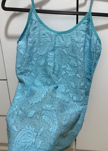 Mavi Dantel Detaylı Askılı Kadın Atlet - Görsel 2