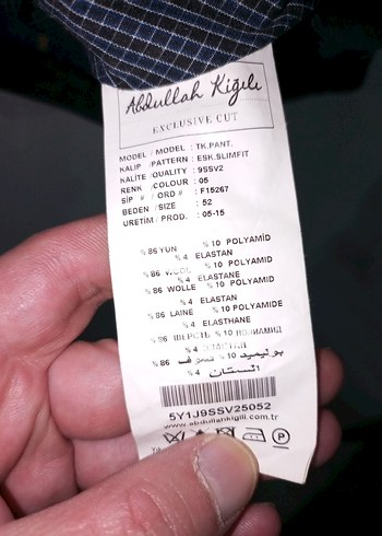 Abdullah Kığılı Kumaş Pantolon 52 Slimfit Boy 103 cm - Görsel 4