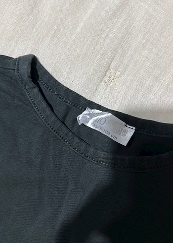 Kız Çocuk Siyah Keten Kısa Kollu Tişört - Görsel 2