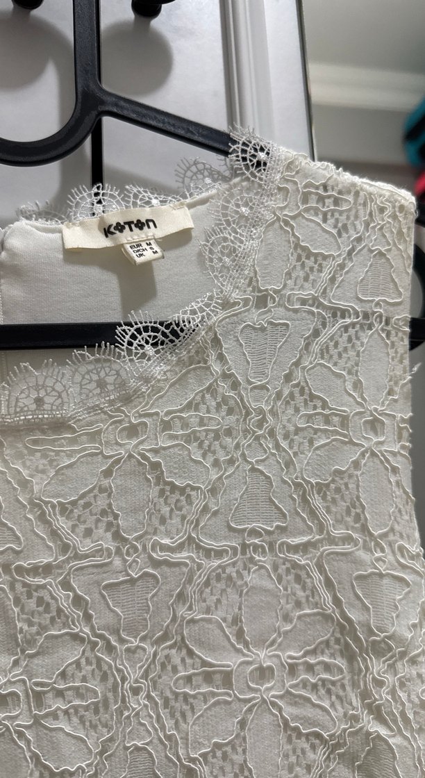 Dantel İşlemeli Bohem Beyaz Midi Elbise - Görsel 3