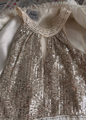 Kız Çocuk Beyaz özel gün elbisesi ve hırka - Görsel 6