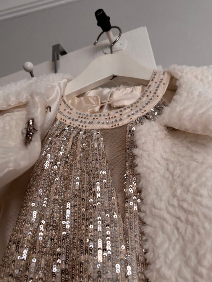 Kız Çocuk Beyaz özel gün elbisesi ve hırka - Görsel 2