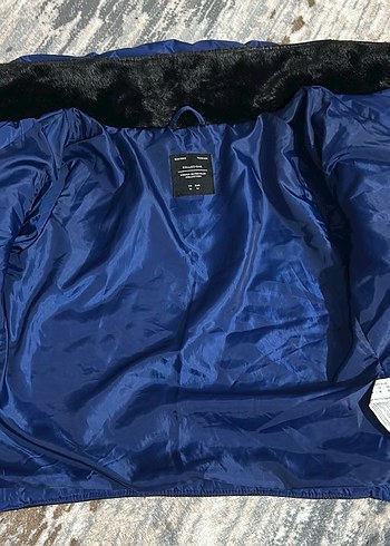 Mavi Fermuarlı Balon Kışlık Mont - Görsel 3