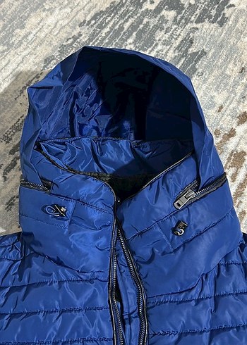 Mavi Fermuarlı Balon Kışlık Mont - Görsel 5