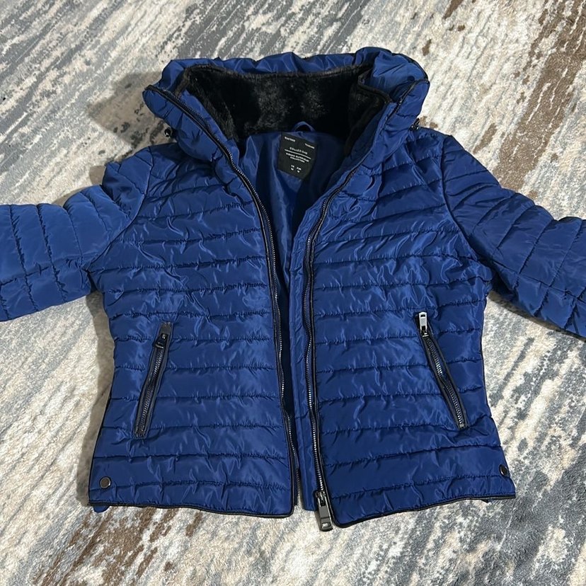 Mavi Fermuarlı Balon Kışlık Mont - Görsel 2