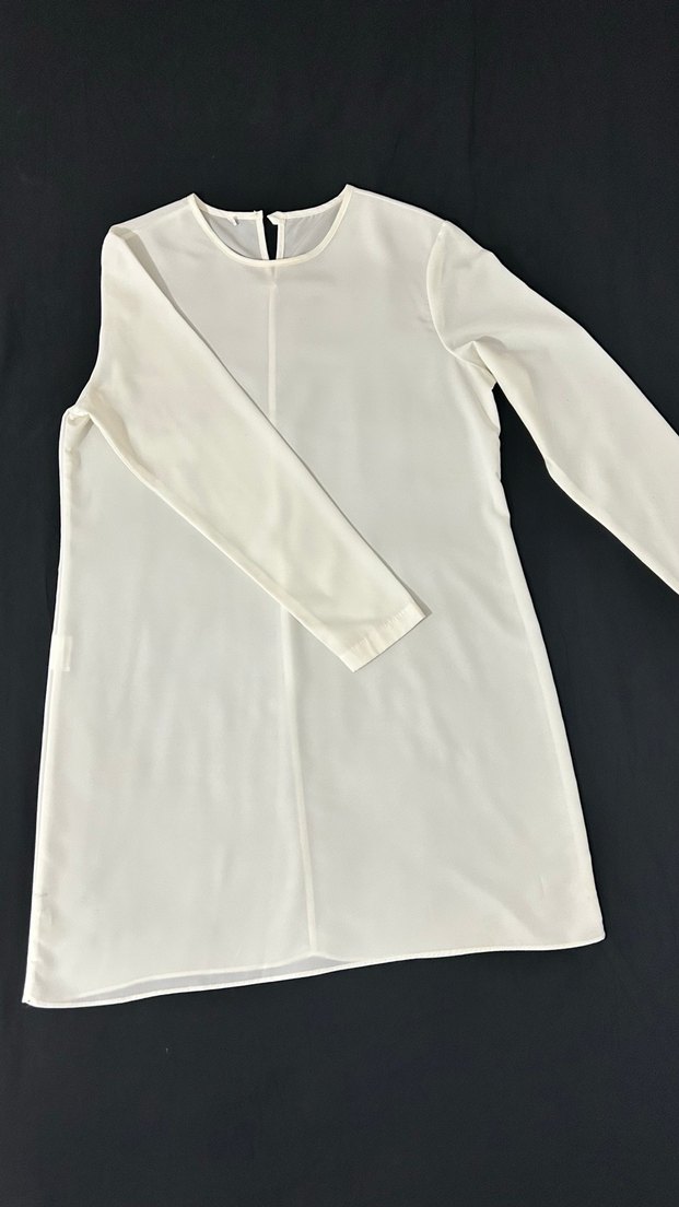 Beyaz Uzun Kollu Midi Tunik - Görsel 2