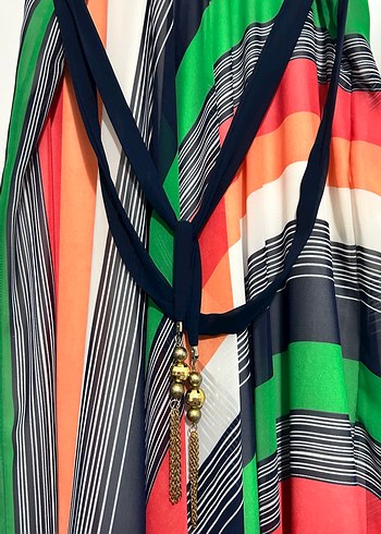 Renkli Çizgili Uzun Kadın Etek - Görsel 2