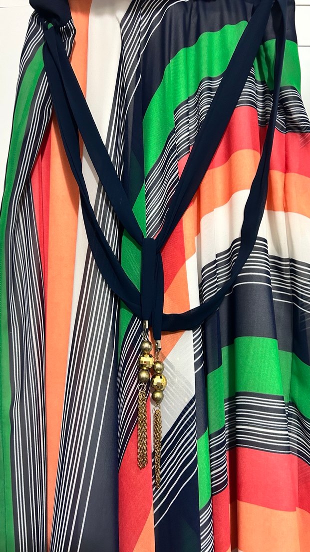 Renkli Çizgili Uzun Kadın Etek - Görsel 2