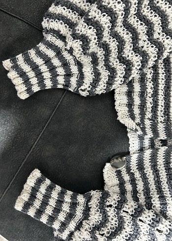 Gri Örgü Kadın Uzun Kollu Triko Hırka - Görsel 4