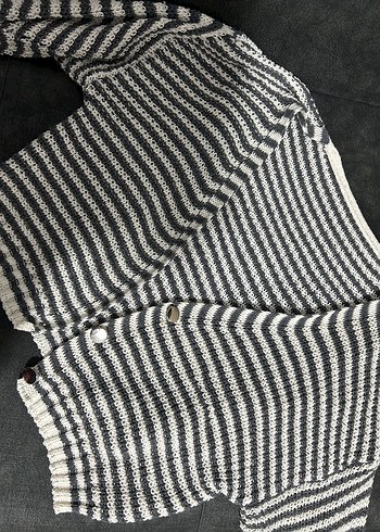 Gri Örgü Kadın Uzun Kollu Triko Hırka - Görsel 2