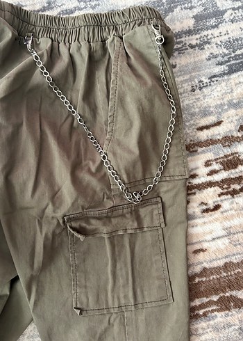 Kadın Haki Kargo Pantolon Zincir Detaylı - Görsel 3