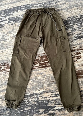 Kadın Haki Kargo Pantolon Zincir Detaylı - Görsel 2