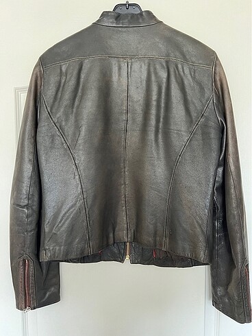l Beden kahverengi Renk Kuzu Derisi Biker Mont