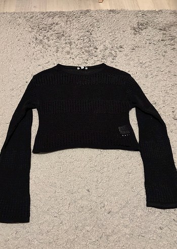 Siyah Uzun Kollu Örgü Kadın Triko - Görsel 4