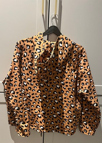 Kahverengi Leopar Desenli Kapüşonlu Kadın Ceket - Görsel 2