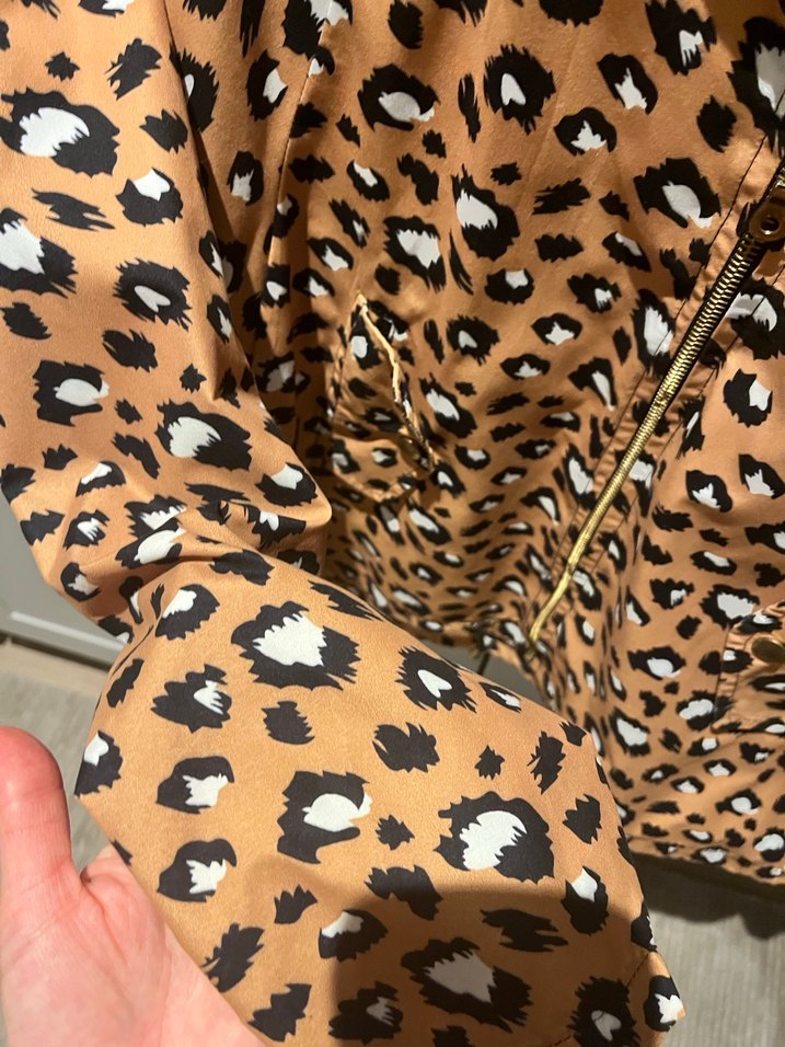 Kahverengi Leopar Desenli Kapüşonlu Kadın Ceket - Görsel 4
