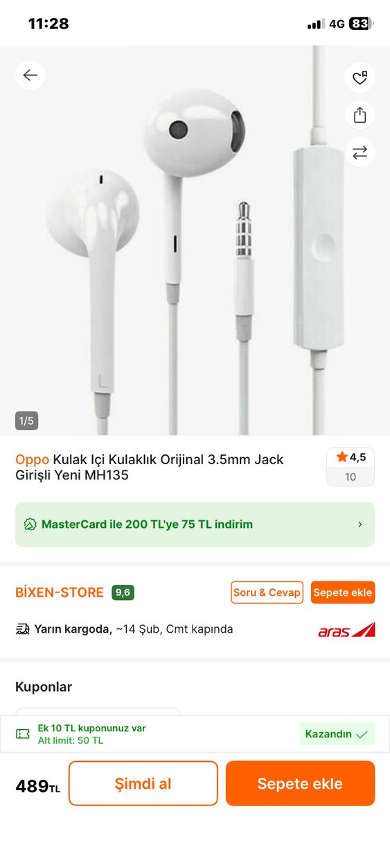 Oppo Kulak İçi Kulaklık Kablolu - Görsel 4