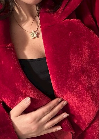 Kadın Bordo Süet Midi Kürklü Kaban - Görsel 3