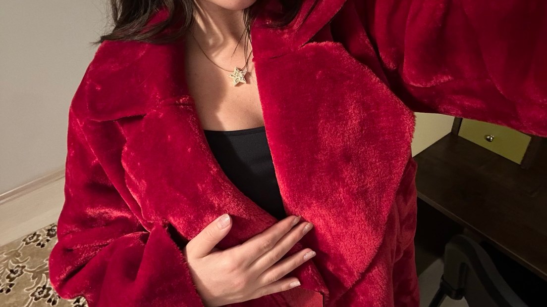 Kadın Bordo Süet Midi Kürklü Kaban - Görsel 3