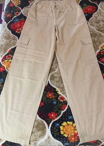 Bej Düğmeli Rahat Kesim Kadın Pantolon - Görsel 2