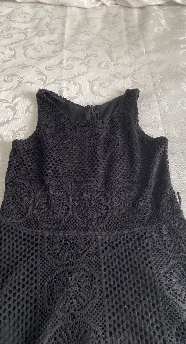 Dantel Detaylı Siyah Uzun Gösterişli Elbise - Görsel 2