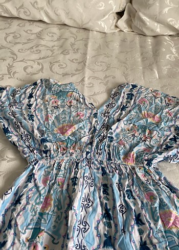 Bohem Çok Renkli Uzun Bağlamalı Elbise - Görsel 2