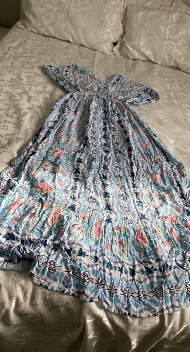 Bohem Çok Renkli Uzun Bağlamalı Elbise - Görsel 3