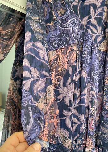 Uzun Kollu Mor Bohem elbise - Görsel 2