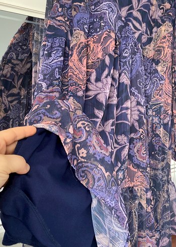 Uzun Kollu Mor Bohem elbise - Görsel 4