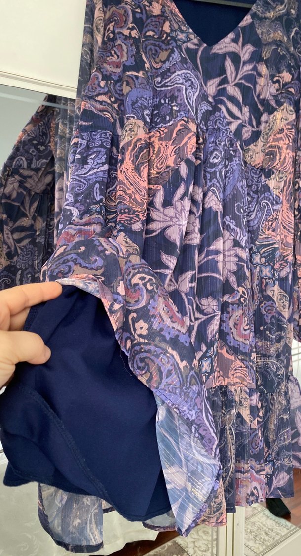 Uzun Kollu Mor Bohem elbise - Görsel 4