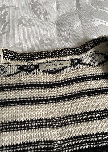 Bohem Gri Nakışlı Uzun Triko Hırka - Görsel 3