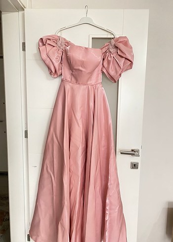 Pudra Pembe Straplez Uzun Abiye Elbise - Görsel 2