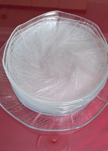 Beyaz Desenli Cam Tabak Seti - Görsel 2