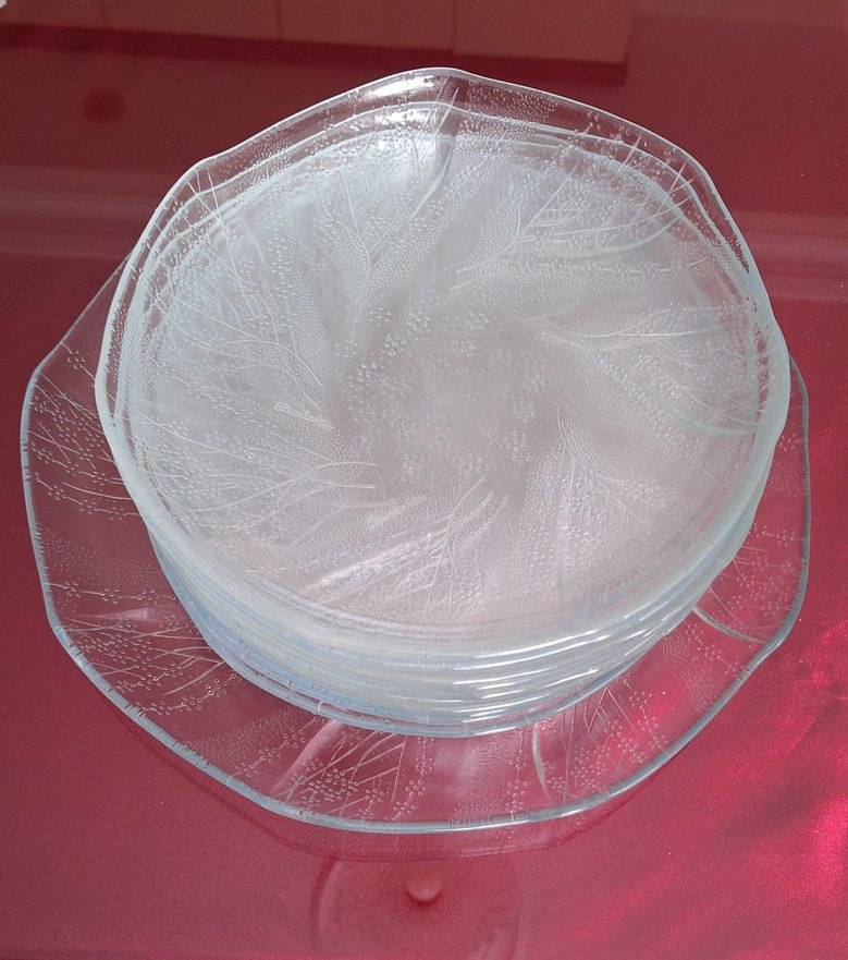 Beyaz Desenli Cam Tabak Seti - Görsel 2