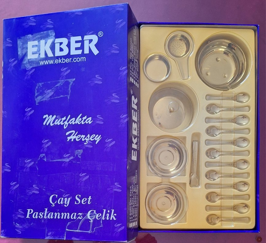 Ekber 12 Parça Çay Seti Gri-Beyaz - Görsel 3