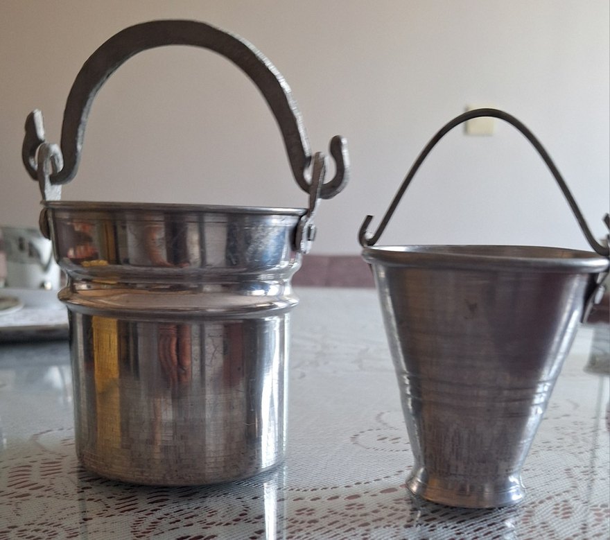 Gri Metal Mini Kova ve Baktaç - Görsel 2