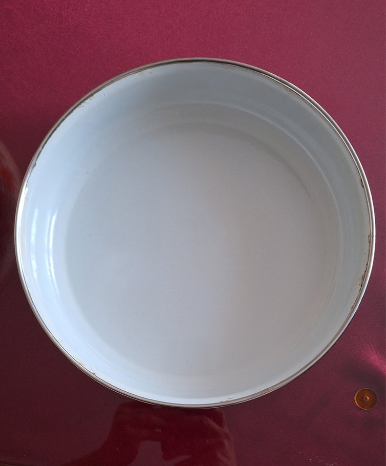 Çiçek Desenli Beyaz  Emaye Tepsi - Görsel 4