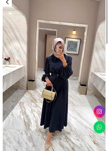 Kemerli Elbise Lacivert - Görsel 3