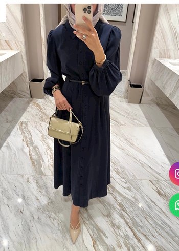 Kemerli Elbise Lacivert - Görsel 2